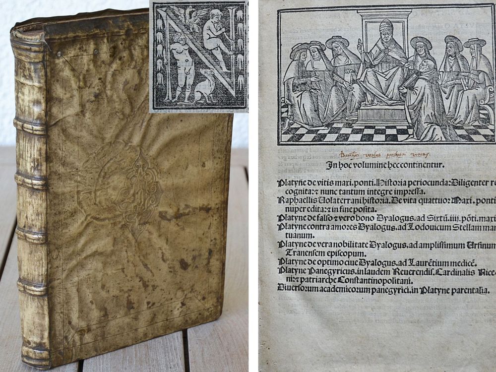 In hoc volumine hec continentur, Platyne de vitis maxi. ponti. historia periocunda diligenter recognita et nunc tantum integre impressa (…)
