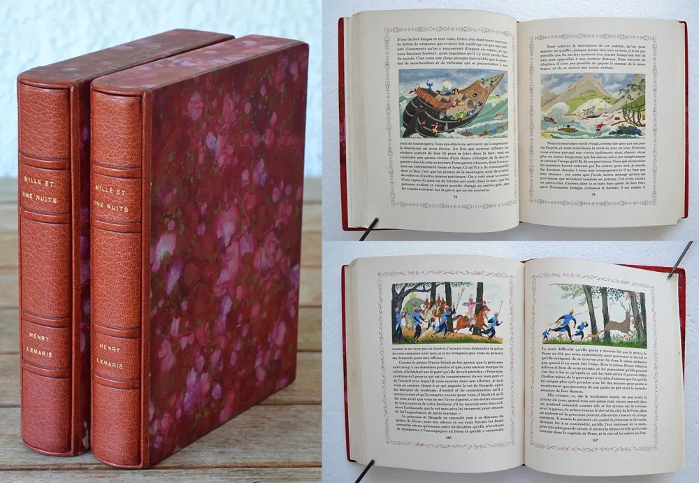 Contes des mille et une nuits.
Histoire de Sindbad le marin + Histoire d’Aladin ou la lampe merveilleuse.
Illustrations de Henry Lemarié. - photo