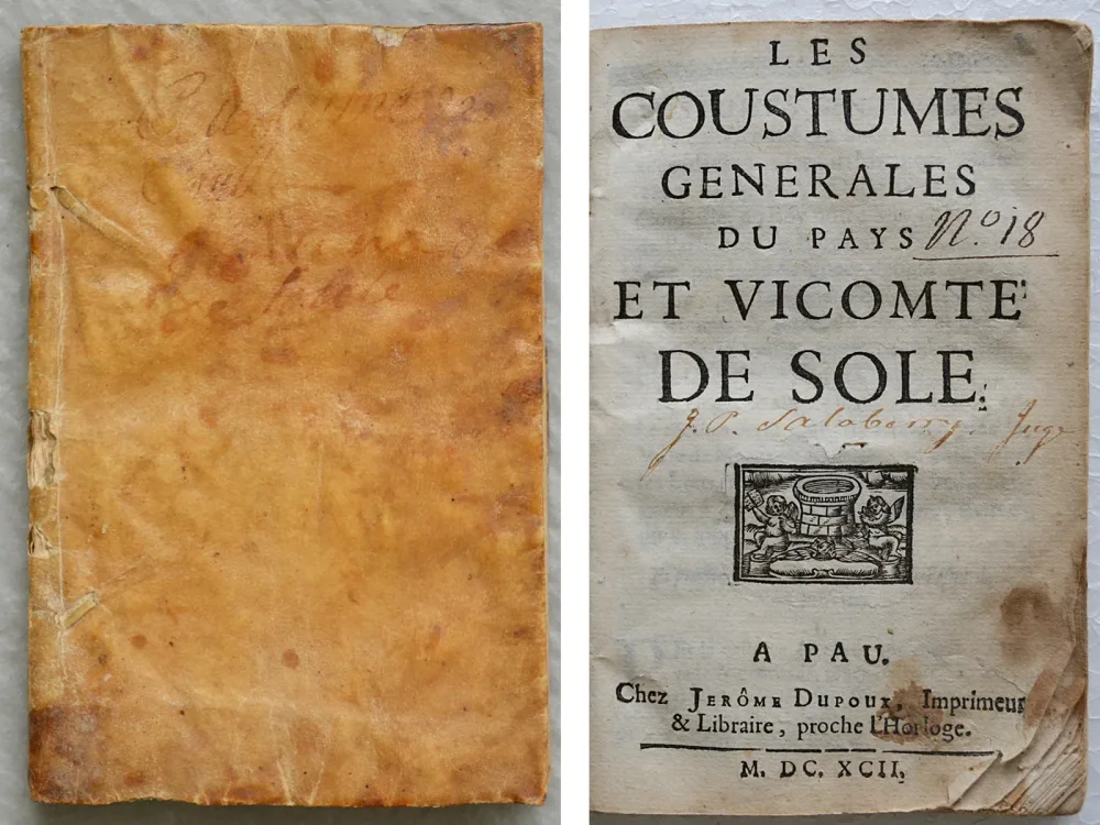 Les coustumes générales du pays et vicomté de Sole [suivi de :] Taxe des droits de justice du pays de Soule. - photo