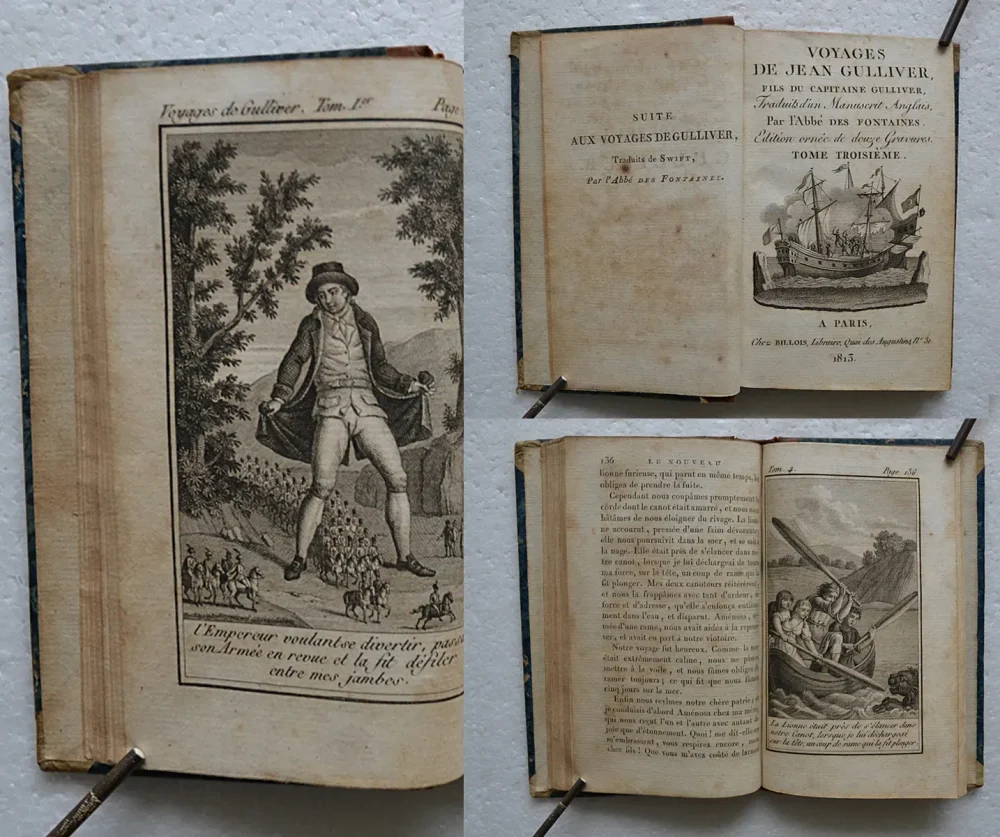Voyages de Gulliver, traduits de l’anglais, de Swift, par l’abbé Des Fontaines.
Édition ornée de douze gravures. - photo