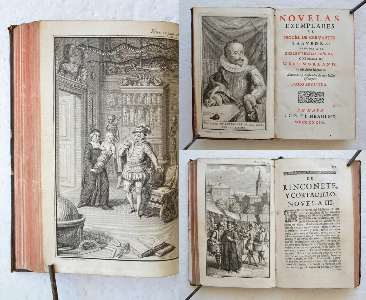 Novelas exemplares.
Dirigidas a la exelentissima señora Condessa de Westmorland. En esta ultima imprecion.
Adornadas y illustradas de muy bellas estampas. - photo