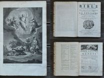 La Sainte Bible en latin et en françois, avec des notes littérales pour l’intelligence des endroits les plus difficiles.
Et la concorde des quatre évangélistes.
Divisé en trois tomes, avec un quatrième tome, contenant les livres apocryphes de l’Ancien Testament, en latin & en françois, & plusieurs autres pièces.
Des dissertations sur l’Écriture Sainte : une explication des noms hébreux, des traités & des tables de chronologie & de géographie, enrichies de figures & de nouvelles cartes, & plusieurs tables des matières. - image 2