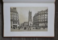 Paris dans sa splendeur. Documents, vues, scènes historiques, descriptions et histoire.
Dessins et lithographies par Philippe Benoist, pour le plus grand nombre et avec l’aide de la photographie ; Jules Arnout, Bachelier, A. Bayot, Félix Benoist, Chapuy, Eug. Ciceri, Hubert Clerget, Dauzats, Jules David, Fichot, Jules Gaildrau, Guérard, J. Jacottet, Gustave Janet, Hippolyte Lalaisse, Aug. Mathieu, Sabatier, etc.
Vignettes de Félix Benoist et Catenacci, exécutées sur bois par les premiers graveurs.
Texte par MM. Audiganne, P. Bailly, Eugène Carissan, A. Darcel, Louis Enault, Victor Fournel, Edouard Fournier, Amédée Gabourd, J. de Gaulle, Eugène de La Gournerie, F. de Guilhermy, L. Lacour, Lassus, Albert Lenoir, F. lock, Le Roux de Lincy, Prosper Mérimée (de l’Académie Française), Viollet Le Duc, etc.
Premier et deuxième volume : description de Paris / Troisième volume : histoire de Paris + environs de Paris. - image 3
