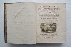 Œuvres philosophiques latines et Françoises de feu Mr de Leibnitz. Tirées de ses manuscrits qui se conservent dans la Bibliothèque Royale à Hanovre, et publiées par Mr. Rud. Éric Raspe. Avec une préface de Mr. Kaestner, professeur en Mathématiques à Göttingue. - image 1