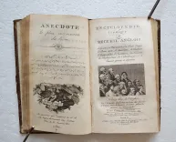 Encyclopédie comique ou recueil anglois de gaietés, de plaisanteries, de traits d’esprit, de bons mots, d’anecdotes, de portraits, d’originalités, d’aventures, de naïvetés, de balourdises, de calembourgs et de pensées graves et sérieuses.
Version libre de l’anglois par T.P. Bertin, traducteur en prose des Satires d’Young, ornée de figures et d’une planche gravée en sténographie. - photo
