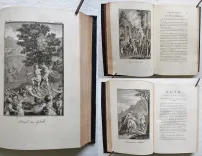 « L’ensemble formera toujours un bel ouvrage, le premier livre à la tête du catalogue d’une collection de livres à figures du XVIIIe siècle » (R. Portalis, Les Dessinateurs d’illustrations au dix-huitième siècle, Paris, 1877, p. 373).
La Sainte Bible, contenant l’Ancien et le Nouveau Testament, traduite en François sur la Vulgate, par M. Le Maistre de Saci.
Nouvelle édition, ornée de 300 figures, gravées d’après les dessins de M. Marillier. - photo