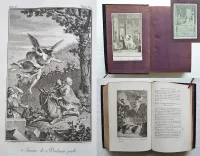 « L’ensemble formera toujours un bel ouvrage, le premier livre à la tête du catalogue d’une collection de livres à figures du XVIIIe siècle » (R. Portalis, Les Dessinateurs d’illustrations au dix-huitième siècle, Paris, 1877, p. 373).
La Sainte Bible, contenant l’Ancien et le Nouveau Testament, traduite en François sur la Vulgate, par M. Le Maistre de Saci.
Nouvelle édition, ornée de 300 figures, gravées d’après les dessins de M. Marillier. - photo