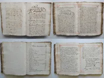 La chirurgie est la partie opérative de la médecine, laquelle tous les autheurs ont divisés en cinq parties, sçavoir dans les thumeurs, playes, ulcères, fractures et dislocations.
Par Monsieur Chirac, fait à Montpellier, le tresième aoust 1714, par moy, Lamarque. - photo