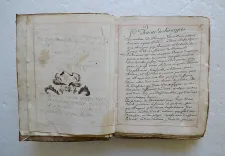 La chirurgie est la partie opérative de la médecine, laquelle tous les autheurs ont divisés en cinq parties, sçavoir dans les thumeurs, playes, ulcères, fractures et dislocations.
Par Monsieur Chirac, fait à Montpellier, le tresième aoust 1714, par moy, Lamarque. - photo