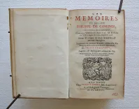 Les Mémoires, contenans l’histoire des Roys Louis XI &Charles VIII, depuis l’an 1464 jusques en 1498.
Reveus & corrigez sur divers manuscrits & anciennes impressions.
Augmentez de plusieurs traictez, contracts, testaments, autres actes, & de diverses observations. Par Denys Godefroy, conseiller, & historiographe du Roy.
Dernière édition, divisée en deux tomes, & enrichie de pourtraits en taille-douce. - photo