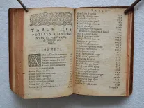 Les premières œuvres.
Au Roy de France & de Pologne.
Revues, corrigées & augmentées en ceste dernière impression.
A Lyon, par les Héritiers de François Didier, à l’enseigne du Fénix, sans date [1580] (Tchémerzine, T2, p. 884). - photo