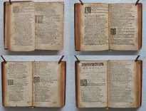 Les premières œuvres.
Au Roy de France & de Pologne.
Revues, corrigées & augmentées en ceste dernière impression.
A Lyon, par les Héritiers de François Didier, à l’enseigne du Fénix, sans date [1580] (Tchémerzine, T2, p. 884). - photo