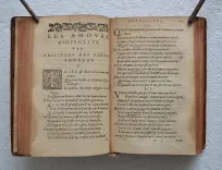 Les premières œuvres.
Au Roy de France & de Pologne.
Revues, corrigées & augmentées en ceste dernière impression.
A Lyon, par les Héritiers de François Didier, à l’enseigne du Fénix, sans date [1580] (Tchémerzine, T2, p. 884). - photo