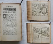 La géographie universelle qui fait voir l’estat présent des 4 parties du monde, c’est à dire, les religions, les coutumes et les richesses des peuples ; les forces et les gouvernemens des Estats ; ce qui est de plus beau et de plus rare dans dans chaque région ; et autres particularités pour savoir l’Histoire et l’Interest des Princes.
Par P. Du Val, Géographe Ordinaire du Roy. - photo