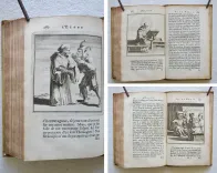L’éloge de la folie, composé en forme de déclamation par Erasme de Rotterdam.
Avec quelques notes de Listrius, & les belles figures de Holbenius : le tout sur l’original de l’Académie de Bâle.
Pièce qui représente au naturel l’Homme tout défiguré par la sotise, lui apprend agréablement à rentrer dans le bon sens & dans le raison.
Traduit nouvellement en François par Mr. Gueudeville. - photo