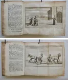 L’éloge de la folie, composé en forme de déclamation par Erasme de Rotterdam.
Avec quelques notes de Listrius, & les belles figures de Holbenius : le tout sur l’original de l’Académie de Bâle.
Pièce qui représente au naturel l’Homme tout défiguré par la sotise, lui apprend agréablement à rentrer dans le bon sens & dans le raison.
Traduit nouvellement en François par Mr. Gueudeville. - photo