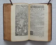 Trattato dell’oratione, & de la meditatione, nel quale si tratta de principali misteri della fede nostra, con altre cose di molto profitto al Christiano.
Composto per il R. Padre Luigi di Granata, dell’ordine de Padri Predicatori, et nuovamente tradotto dallo spagnuolo in italiano, per l’eccellente medico M. Vincenzo Buondi Mantouano. - photo