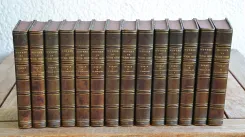 Édition définitive d’après les manuscrits originaux.Œuvres complètes de Victor Hugo. Édition « ne varietur ».Paris, J. Hetzel & Cie et A. Quantin & Cie, 1880-1888.50 volumes in-8 (15,8 x 24 cm.), demi-maroquin bleu à long grain à coins, double filet doré sur les plats, dos à nerfs ornés de filets dorés, date dorée en queue, têtes rouges (reliure de l’époque). - photo