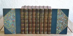 Édition définitive d’après les manuscrits originaux.Œuvres complètes de Victor Hugo. Édition « ne varietur ».Paris, J. Hetzel & Cie et A. Quantin & Cie, 1880-1888.50 volumes in-8 (15,8 x 24 cm.), demi-maroquin bleu à long grain à coins, double filet doré sur les plats, dos à nerfs ornés de filets dorés, date dorée en queue, têtes rouges (reliure de l’époque). - photo