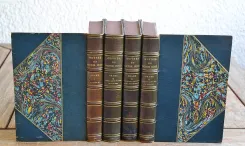 Édition définitive d’après les manuscrits originaux.Œuvres complètes de Victor Hugo. Édition « ne varietur ».Paris, J. Hetzel & Cie et A. Quantin & Cie, 1880-1888.50 volumes in-8 (15,8 x 24 cm.), demi-maroquin bleu à long grain à coins, double filet doré sur les plats, dos à nerfs ornés de filets dorés, date dorée en queue, têtes rouges (reliure de l’époque). - photo