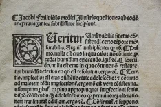 Agonis senensi super quarta folio en primi Avicenne preclara expositio cum annotationibus Jacobi de Partibus [suive de :] [Galien] / Expositio Jacobi de Forlivio super libros legnicum questionibus eiusdem (…). - photo