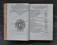 Treze livres des parlemens de France.
Esquels est amplement traicté de leur origine et institution, et des présidens, conseillers, gens du Roy, greffiers, secrétaires, huissiers & autres officiers ; & de leur charge, devoir, & juridiction : ensemble de leurs rangs, séances, gages, privilèges, règlements & mercurialles.
Œuvre très utile non seulement à tous officiers des parlemens, mais à tous autres magistrats de France. - photo