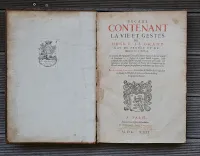 Décade contenant la vie et gestes de Henry le Grand, Roy de France et Navarre IIII° du Nom.
En laquelle est représenté l’Estat de la France depuis le dernier traicté de Cambray 1559. Jusques à la mort dudict Seigneur, icelle comprise, avec ce qui c’est faict & passé incontinent après icelle : les grandeurs des deux couronnes de France & de Navarre & les droicts dudit Seigneur sur plusieurs grandes terres & seigneuries. - photo