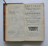 Critique historique, politique, morale, économique, & comique sur les lotteries, anciennes, & modernes, spirituelles, & temporelles. Des États, & des Églises.
Avec des considérations sur l’ouvrage & sur l’auteur. - photo