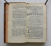 Critique historique, politique, morale, économique, & comique sur les lotteries, anciennes, & modernes, spirituelles, & temporelles. Des États, & des Églises.
Avec des considérations sur l’ouvrage & sur l’auteur. - photo