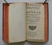 Critique historique, politique, morale, économique, & comique sur les lotteries, anciennes, & modernes, spirituelles, & temporelles. Des États, & des Églises.
Avec des considérations sur l’ouvrage & sur l’auteur. - photo