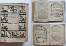 Le nouveau et sçavant mareschal, dans lequel est traité de la composition de la nature, des qualitez, perfections, & défauts des chevaux. Plus les signes de toutes les maladies & blessures qui leur peuvent arriver, avec la méthode de les guérir parfaitement (…).
L’anatomie du corps du cheval avec les figures. Un nouveau traité du haras, qui enseigne le moyen d’élever de très beaux & bons chevaux (…).
Les ruses que les marchands de chevaux employent pour cacher les défauts que peut avoir un cheval qu’ils exposent en vente & le moyen de les découvrir.
Un excellent traité pour bien ferrer & rétablir les méchants pieds, & conserver les bons (…).
La représentation & les usages des instruments, desquels on se sert dans les opérations mentionnées en cet ouvrage.
Traduit du célèbre Markam gentilhomme anglois par le sieur de Foubert, escuyer du Roy (…). - photo