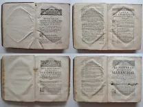 Le nouveau et sçavant mareschal, dans lequel est traité de la composition de la nature, des qualitez, perfections, & défauts des chevaux. Plus les signes de toutes les maladies & blessures qui leur peuvent arriver, avec la méthode de les guérir parfaitement (…).
L’anatomie du corps du cheval avec les figures. Un nouveau traité du haras, qui enseigne le moyen d’élever de très beaux & bons chevaux (…).
Les ruses que les marchands de chevaux employent pour cacher les défauts que peut avoir un cheval qu’ils exposent en vente & le moyen de les découvrir.
Un excellent traité pour bien ferrer & rétablir les méchants pieds, & conserver les bons (…).
La représentation & les usages des instruments, desquels on se sert dans les opérations mentionnées en cet ouvrage.
Traduit du célèbre Markam gentilhomme anglois par le sieur de Foubert, escuyer du Roy (…). - photo