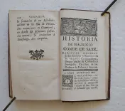 « Impression de Saint-Sébastien. »
Historia de Mauricio, Conde de Saxe (…).
Contiene todas las particularidades de su vida, desde su nacimiento, basta su muerte, con muchas anecdotas curiosas, è interessantes : compuesta en la idioma Francès.
Traducida al Español, por D. Joseph Francisco de Lapaza y Sarria. - photo