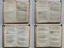 Les vrayes centuries et prophéties de Maistre Michel Nostradamus.
Où se void représenté tout ce qui s’est passé, tant en France, Espagne, Italie, Allemagne, Angleterre, qu’autres parties du monde.
Revues & corrigées suyvant les premières éditions imprimées en Avignon en l’an 1556 & à Lyon en l’an 1558 & autres.
Avec la vie de l’Autheur. - photo