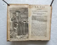 Les vrayes centuries et prophéties de Maistre Michel Nostradamus.
Où se void représenté tout ce qui s’est passé, tant en France, Espagne, Italie, Allemagne, Angleterre, qu’autres parties du monde.
Revues & corrigées suyvant les premières éditions imprimées en Avignon en l’an 1556 & à Lyon en l’an 1558 & autres.
Avec la vie de l’Autheur. - photo