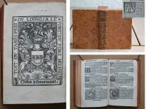 C. Plinii Secundi Novocomensis. Epistolarum libri decemquibus multæ habentur epistolæ non ante impressæ. Tum græca correcta, & suis locis restituta, atque rejectis adulterinis, vera reposita. Item fragmentatæ epistolæ, integræ factæ. In medio etiam epistole libri octavi De Clitumno fonte non solum vertici calx additus, et calci vertex, sed decem quoque epistolæ interpositæ, ac ex nono libro octavus factus, et ex octavo nonus, idque beneficio exemplaris correctissimi, & miræ, ac potius venerandæ vetustatis.
Ejusdem Panegyricus Trajano imp. dictus.
Ejusdem De viris illustribus in re militari, et in administranda republica.
Suetonii Tranquilli De claris, grammaticis et rhetoribus.
Julii Obsequentis Prodigiorum liber. Epistolæ decimi libri ad Trajanum probantur esse Plinii in sequenti epistola. Inibi etiam liber de viris illustribus, non Tranquilli, sed Plinii esse onditur.
Omnoa haec per fidelissimum aldinum exemplar imressa greca preterea omnia collecta & ad verbum traducta sunt. - photo