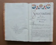Livre d’arithmétique contenant les règles utiles pour le commerce et autres avec leurs explications.
Appartenant à Jean-Antoine Bêch fils de Joseph de ce lieu d’Entrecasteau.
Fini le vingt-six du mois de septembre de l’année mil sept cent quatre-vingt-cinq.
Fait de la main gauche de M. Louis André Simon démonstrateur de l’Arithmétique. 1785. - photo