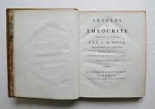 Idylles de Théocrite, traduites en français par J.-B. Gail, professeur de littérature grecque au Collège de France.
Nouvelle édition, ornée de figures gravées d’après les dessins de Barbier & Boichot [suivi de] : Les amours de Léandre et de Héro, poème de Musée le Grammairien, traduit en français, avec le texte grec, la version latine, des notes critiques, & un index ; par J.-B. Gail. - photo