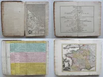 Samuelis Fabri Rect. Gymn. Norib. Atlas Scholastichodoeporicus oder immer stärcker anwachsender Schul- und Reisen-Atlas nach der schwer- und beschwerlichen Last erleichtert und bequemer gemacht sowohl in denen Alten für die gelehrte; als auch in denen Neusten kleinen, doch vollständigen Mappen, für die jenige, welche in denen Land-Charten noch unerfahren vom Neuen ausgefertigt von Christoph Weigel. Der Kaiserl. Reichs Post gegen-über wohnhafft in Nürnberg. - photo